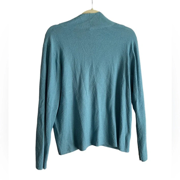 EILEEN FISHER TEAL WOOL CARDIGAN SWEATER - Picture 2 of 3